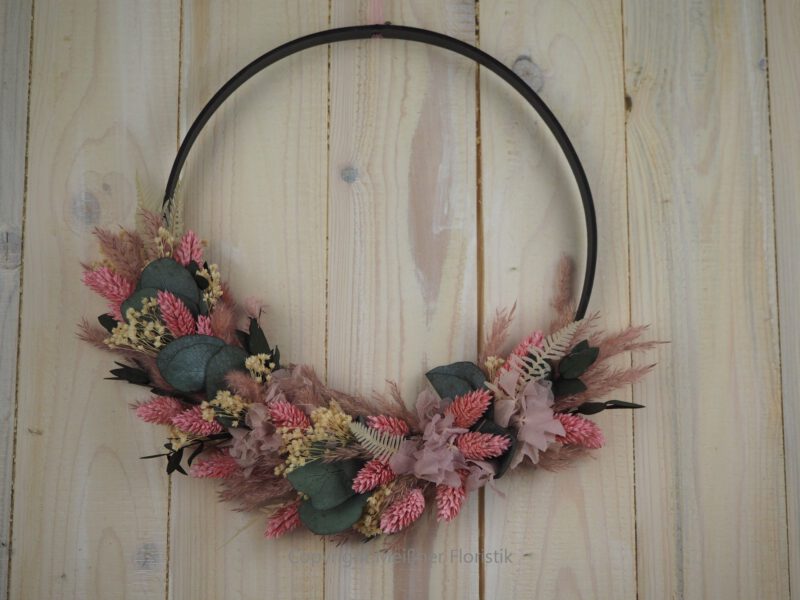 Hoop Trockenkranz Wandkranz  rosa Eleganz Trockenblumen ab 25 cm