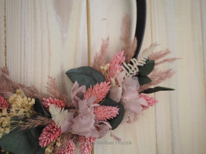 Hoop Trockenkranz Wandkranz  rosa Eleganz Trockenblumen ab 25 cm