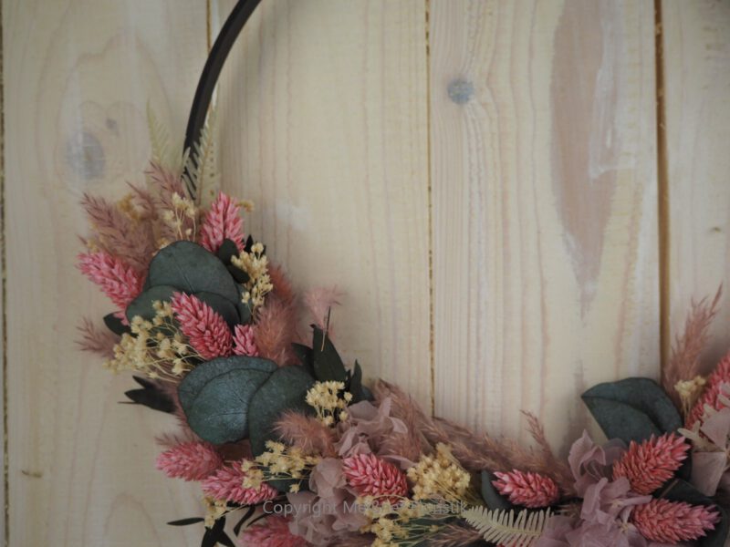 Hoop Trockenkranz Wandkranz  rosa Eleganz Trockenblumen ab 25 cm