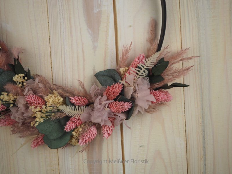 Hoop Trockenkranz Wandkranz  rosa Eleganz Trockenblumen ab 25 cm