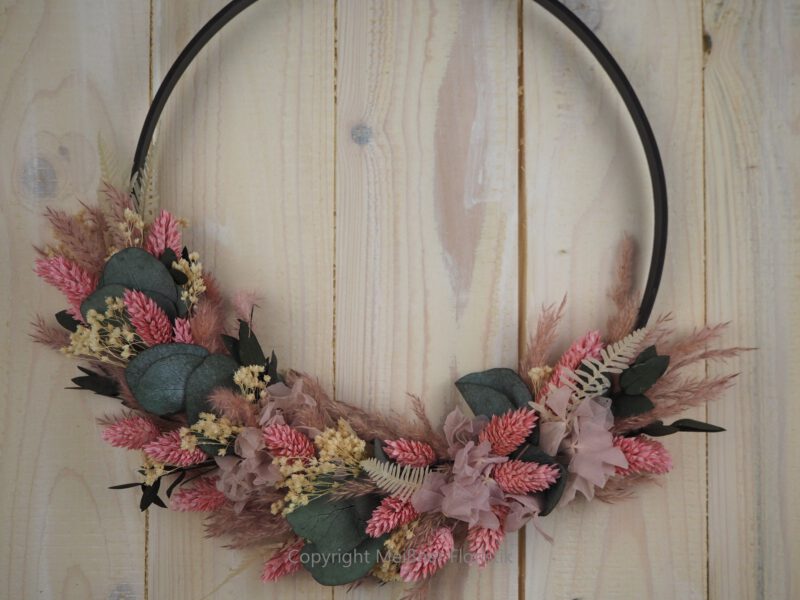 Hoop Trockenkranz Wandkranz  rosa Eleganz Trockenblumen ab 25 cm