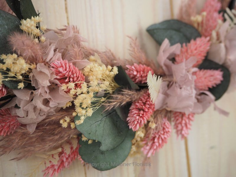Hoop Trockenkranz Wandkranz  rosa Eleganz Trockenblumen ab 25 cm