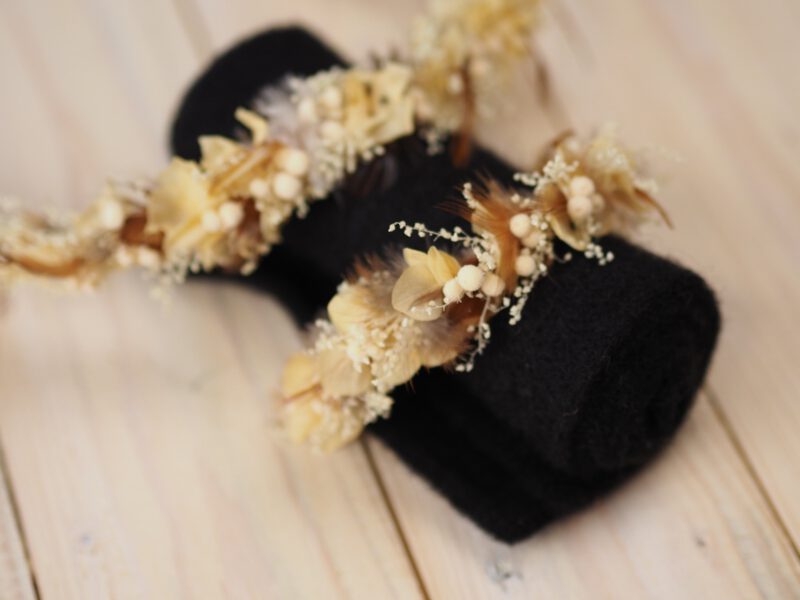 Kopfkranz Armband Set Trockenblumen Hochzeit Kommunion Newborn Shooting