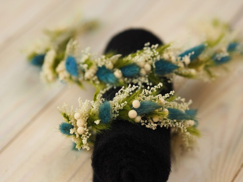 Kopfkranz Armband Set Trockenblumen Hochzeit Kommunion Newborn Shooting
