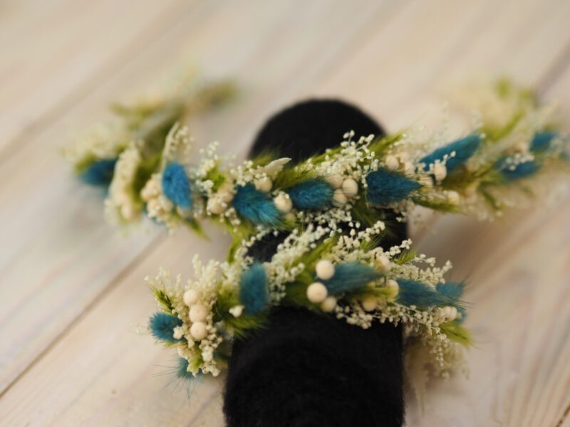 Kopfkranz Armband Set Trockenblumen Hochzeit Kommunion Newborn Shooting