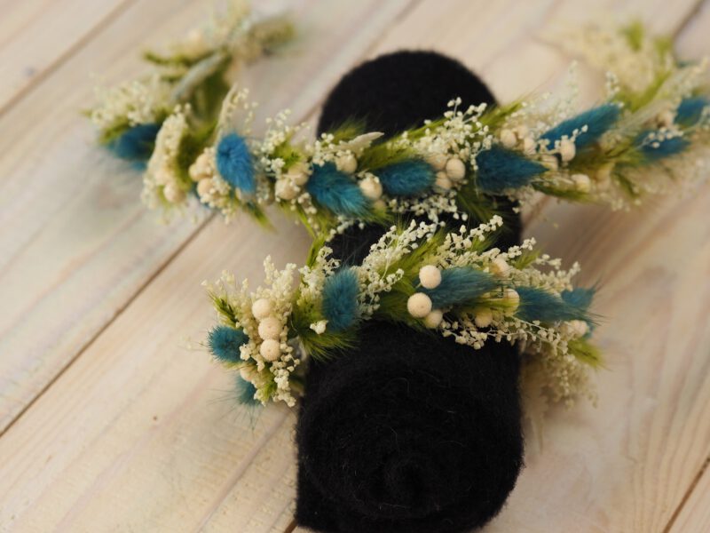 Kopfkranz Armband Set Trockenblumen Hochzeit Kommunion Newborn Shooting