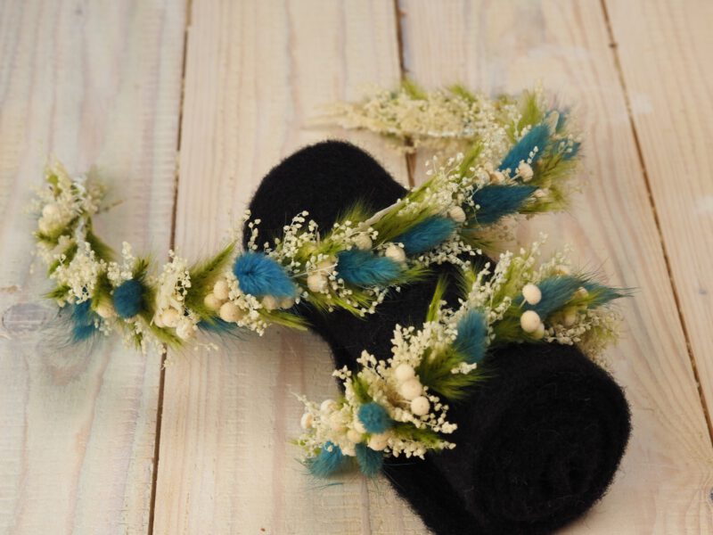 Kopfkranz Armband Set Trockenblumen Hochzeit Kommunion Newborn Shooting