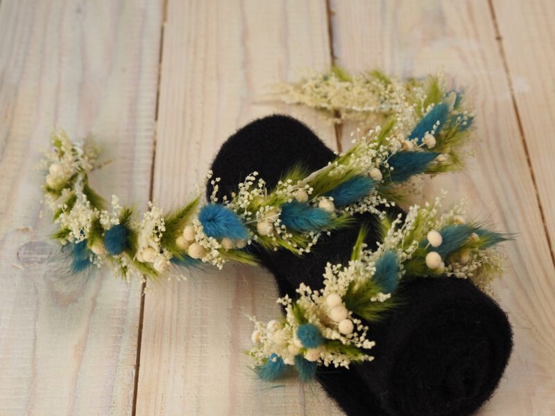 Kopfkranz Armband Set Trockenblumen Hochzeit Kommunion Newborn Shooting