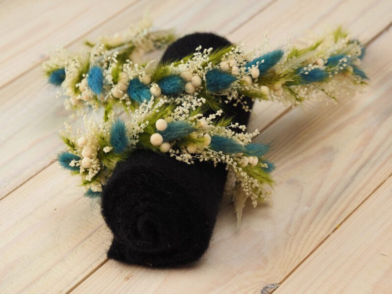 Kopfkranz Armband Set Trockenblumen Hochzeit Kommunion Newborn Shooting