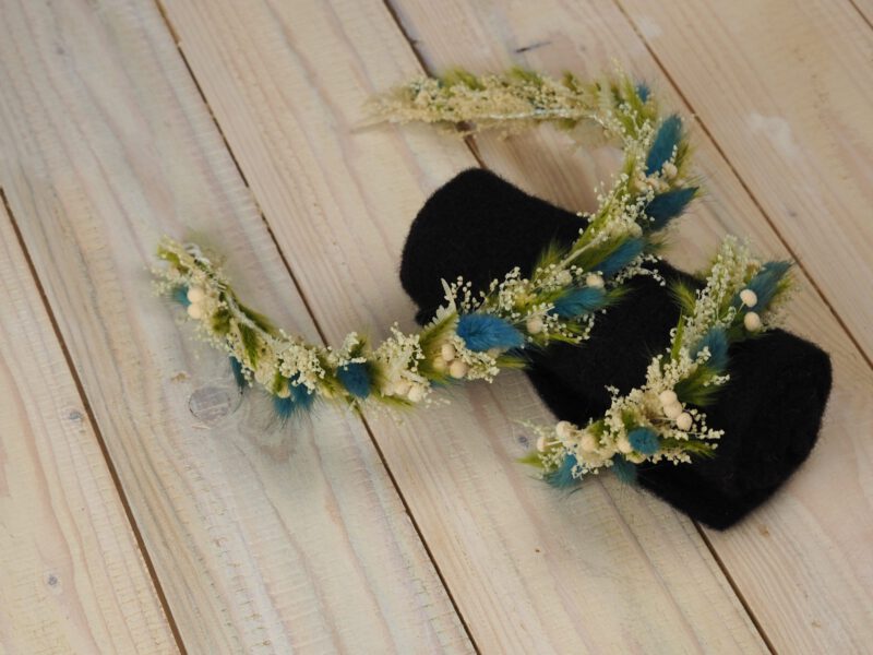 Kopfkranz Armband Set Trockenblumen Hochzeit Kommunion Newborn Shooting