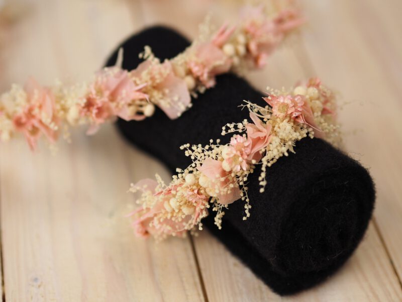 Kopfkranz Armband Set Trockenblumen Hochzeit Kommunion Newborn Shooting