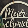 Namenschild Familie Türkranz Trockenblumen 28 cm individualisierbar