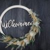 Namenschild Willkommen Türkranz Trockenblumen 28 cm individualisierbar