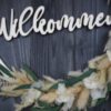 Namenschild Willkommen Türkranz Trockenblumen 28 cm individualisierbar