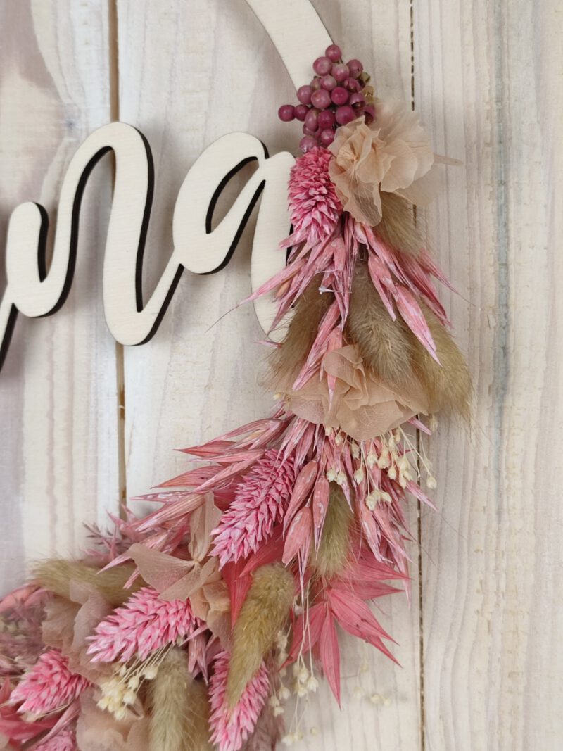 Ohana Türkranz Türschild Wanddeko Trockenblumen