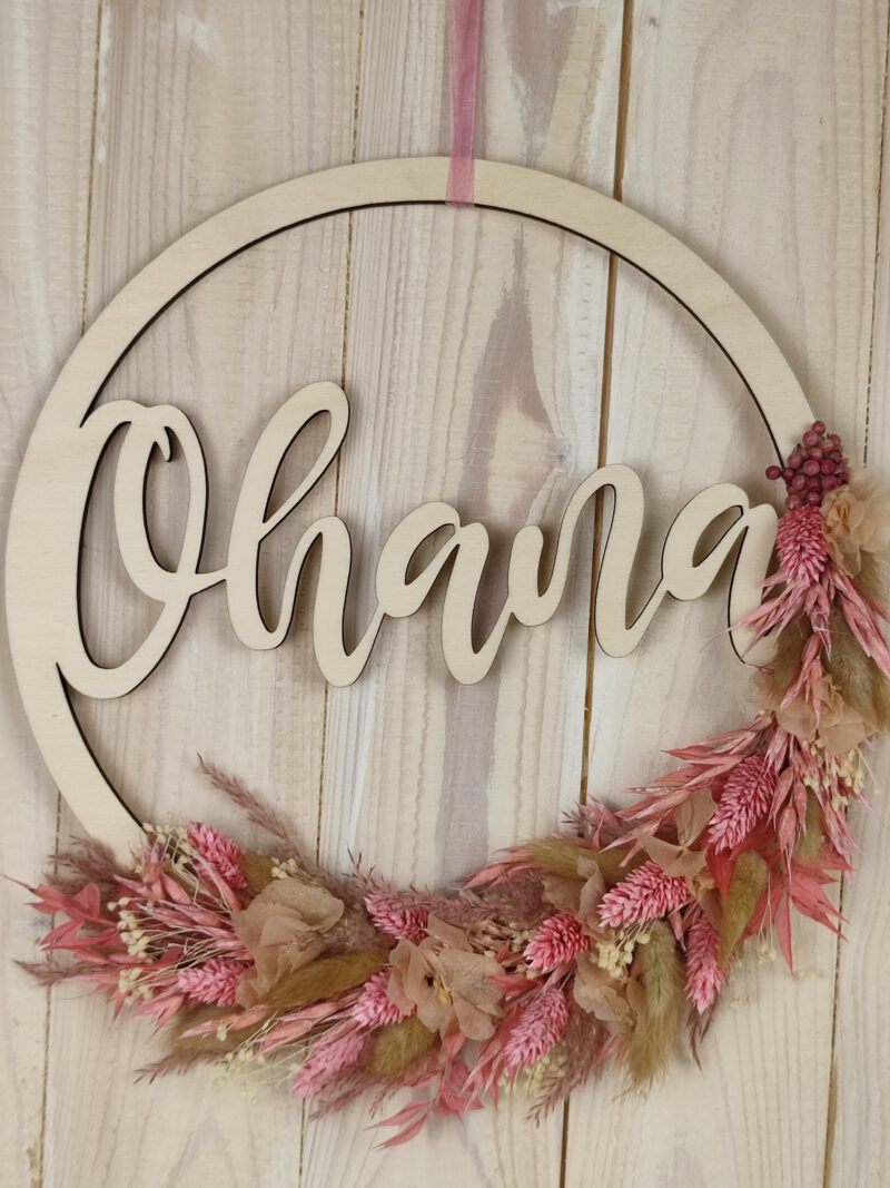Ohana Türkranz Türschild Wanddeko Trockenblumen