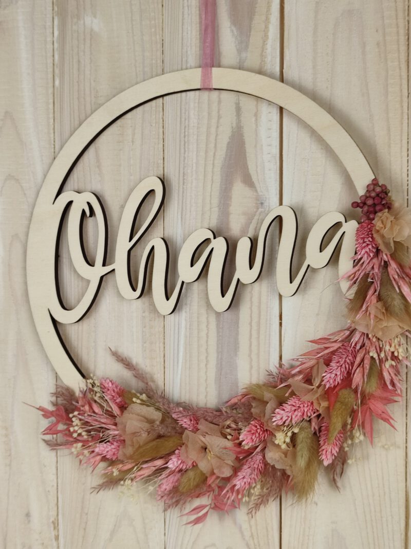Ohana Türkranz Türschild Wanddeko Trockenblumen