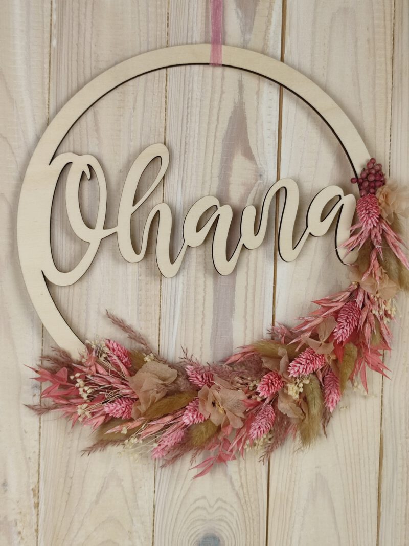 Ohana Türkranz Türschild Wanddeko Trockenblumen