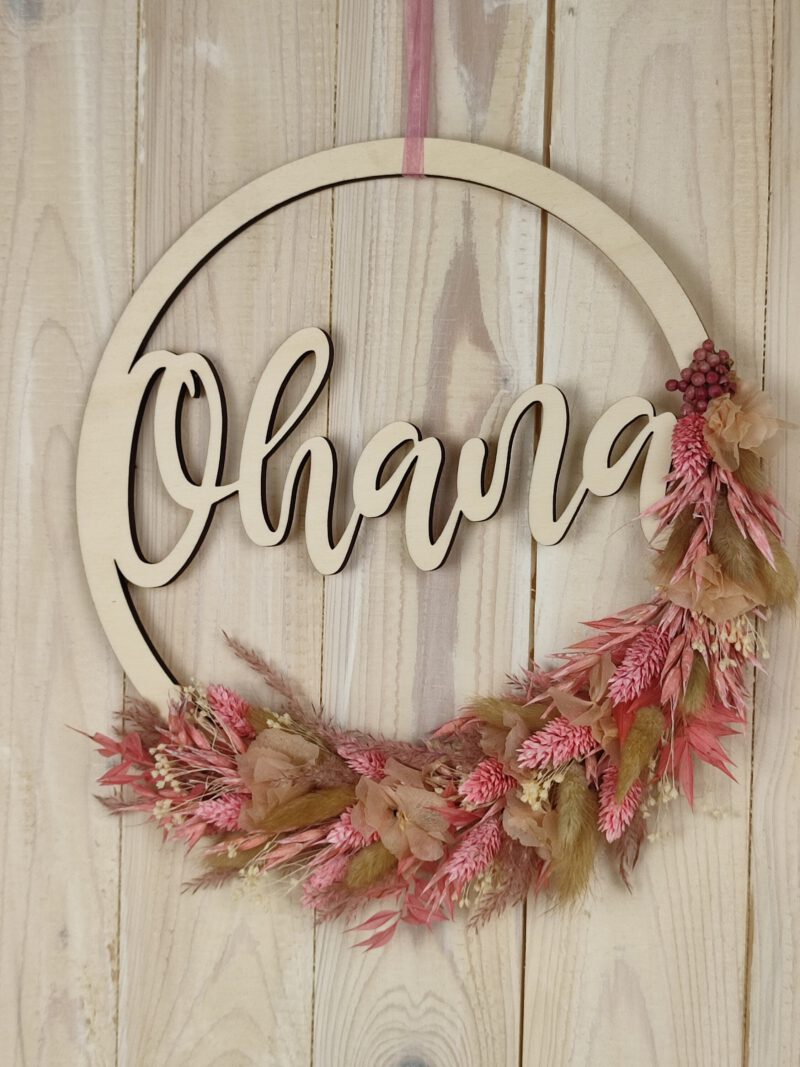 Ohana Türkranz Türschild Wanddeko Trockenblumen