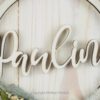 personalisiertes Namensschild aus Holz mit Trockenblumen  individualisiert verschiedene Durchmesser