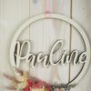 personalisiertes Namensschild aus Holz mit Trockenblumen individualisiert verschiedene Durchmesser personalisiertes Namensschild aus Holz mit Trockenblumen individualisiert verschiedene Durchmesser