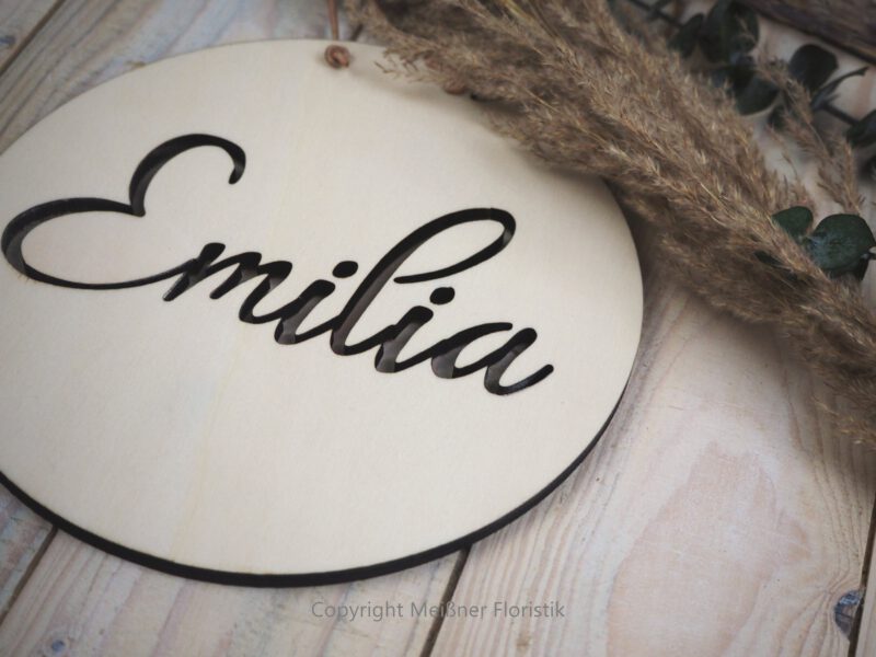personalisiertes Namensschild Holz, Namensschild ausgestanzt