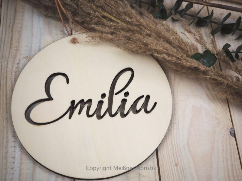 personalisiertes Namensschild Holz, Namensschild ausgestanzt
