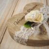 Personalisiertes Ringkissen Hochzeit, vintage Holz Herz Ringkissen creme Spitze Personalisiertes Ringkissen Hochzeit, vintage Holz Herz Ringkissen creme Spitze