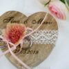 Ringkissen Holz Herz boho rosa kupfer