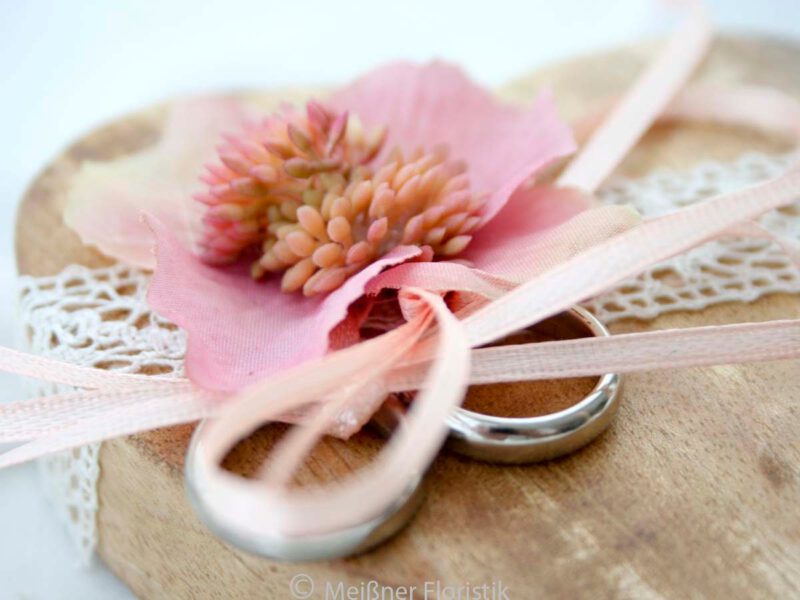 Ringkissen Holz Herz boho rosa kupfer