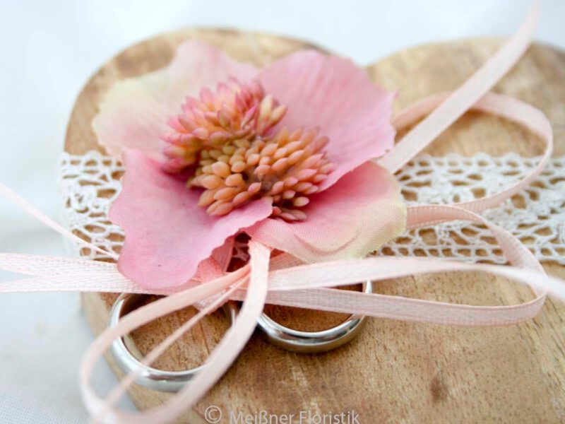 Ringkissen Holz Herz boho rosa kupfer