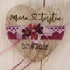 Ringkissen Holz Herz rosa beere bordeaux Trockenblumen