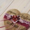 Ringkissen Holz Herz rosa beere bordeaux Trockenblumen