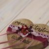 Ringkissen Holz Herz rosa beere bordeaux Trockenblumen