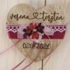 Ringkissen Holz Herz rosa beere bordeaux Trockenblumen
