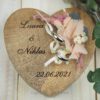 Ringkissen Holz Herz rosa boho Trockenblumen