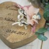 Ringkissen Holz Herz rosa boho Trockenblumen