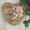 Ringkissen Holz Herz rosa boho Trockenblumen