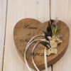 Ringkissen Holz Herz weiß creme grün Trockenblumen