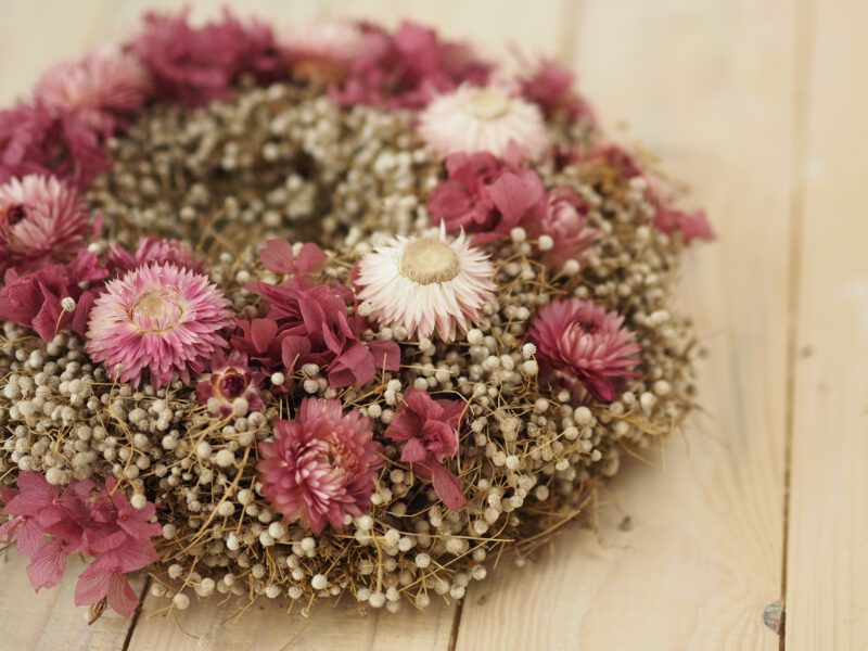 Trockenblumen Kranz pink grau ca. 25 cm