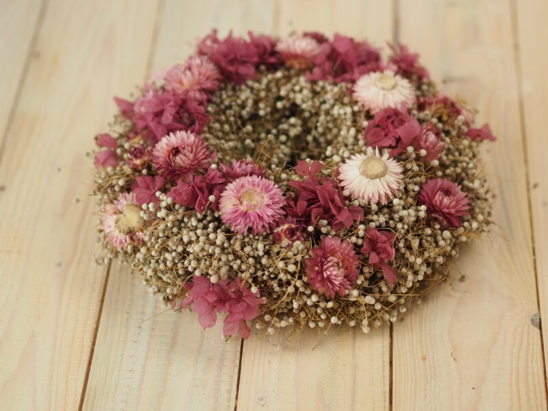 Trockenblumen Kranz pink grau ca. 25 cm