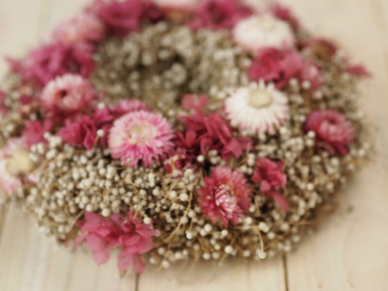 Trockenblumen Kranz pink grau ca. 25 cm