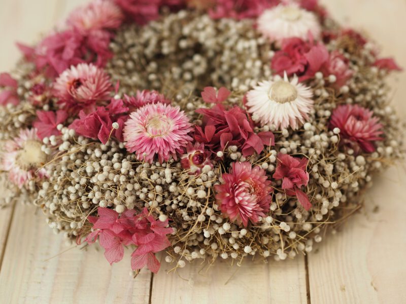 Trockenblumen Kranz pink grau ca. 25 cm