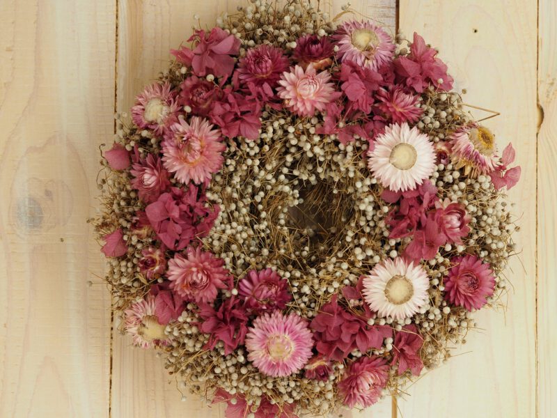 Trockenblumen Kranz pink grau ca. 25 cm