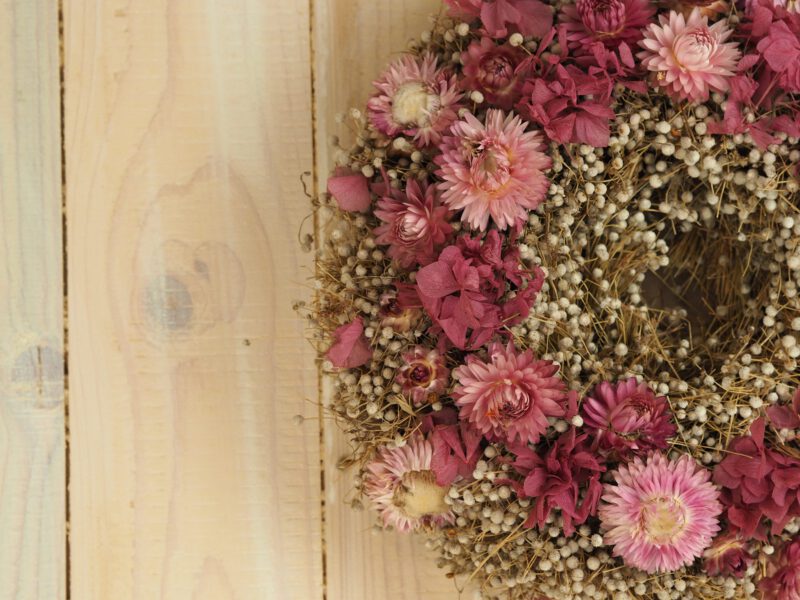 Trockenblumen Kranz pink grau ca. 25 cm