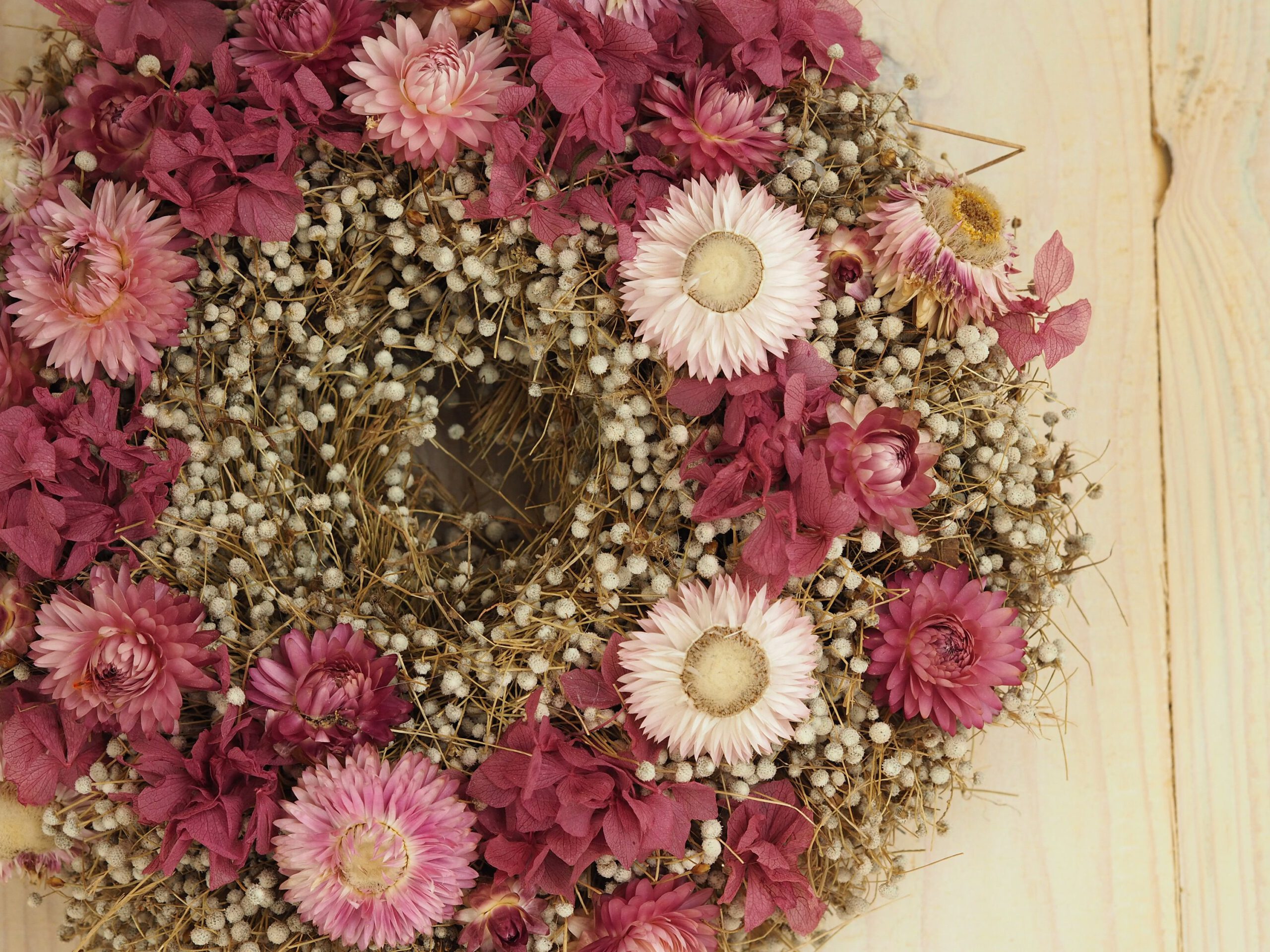 Trockenblumen Kranz pink grau ca. 25 cm