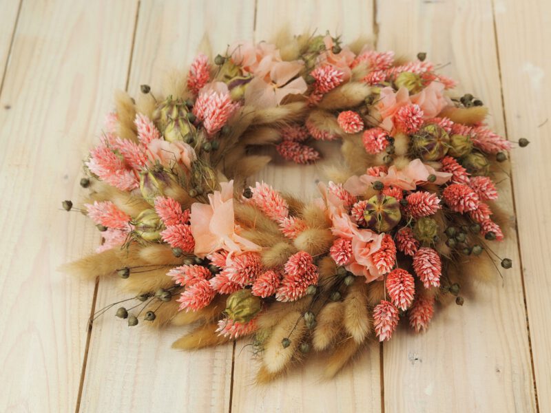 Trockenblumen Kranz rosa Creme grün ca. 30 cm