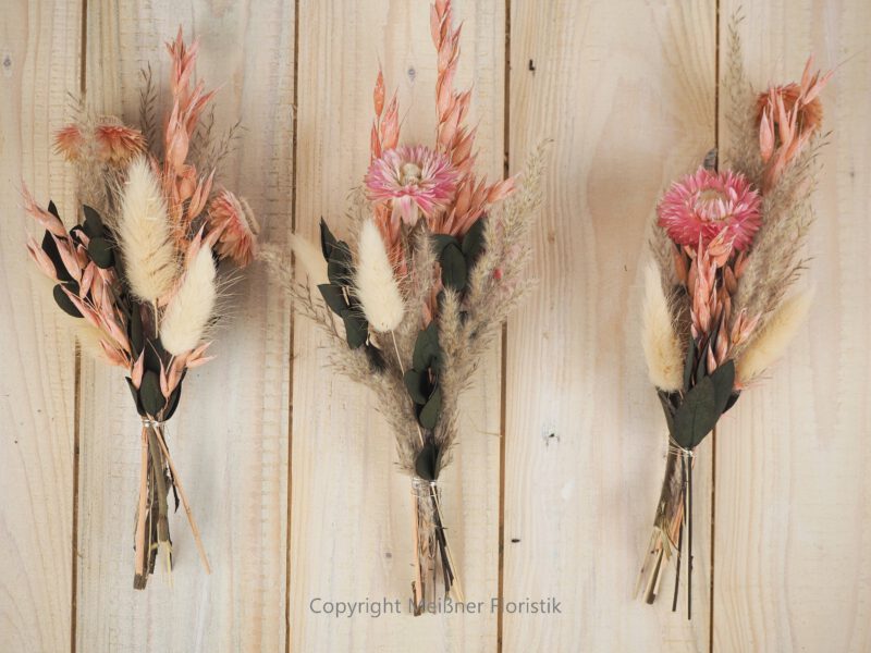 Trockenblumensträuße Set rosa peach