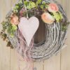 Türkranz Herz Rebe 30 cm rosa