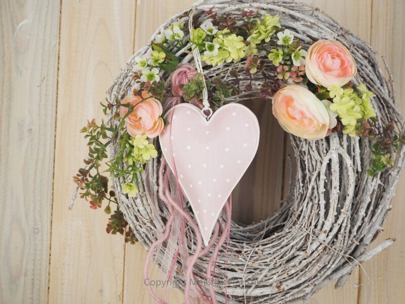 Türkranz Herz Rebe 30 cm rosa